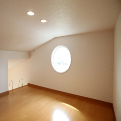 「省エネ住宅・吹抜大空間の家(長期優良住宅)」栃木県宇都宮市Ｕ様邸10ロフト 主寝室と子ども室にはロフトを備えます。屋根裏空間を利用して限られた空間を有効利用！